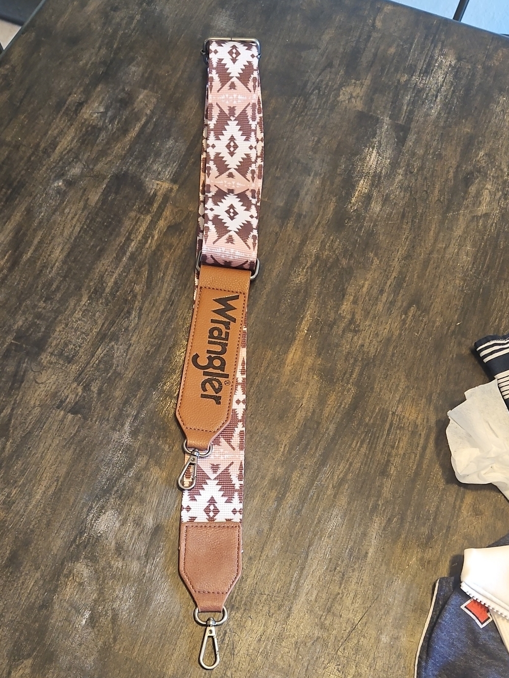 Wrangler Pink Aztec Pattern Adjustable Strap with Tan Leather Accents